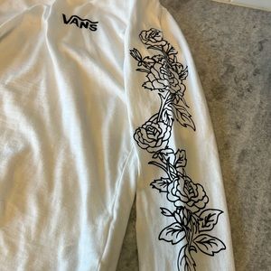 Women Vans size XS long sleeve cotton white and black tshirt